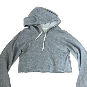 Truly Madly Deeply Los Angeles Cropped Gray Workout Athletic Hoodie Flare Sleeve